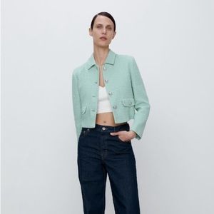 Zara Tweed/textured Blazer and Textured skirt